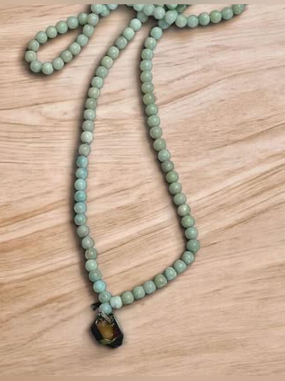 Aquamarine Crystal Mala Prayer Bead Necklace Crystal Healing Statement Jewelry